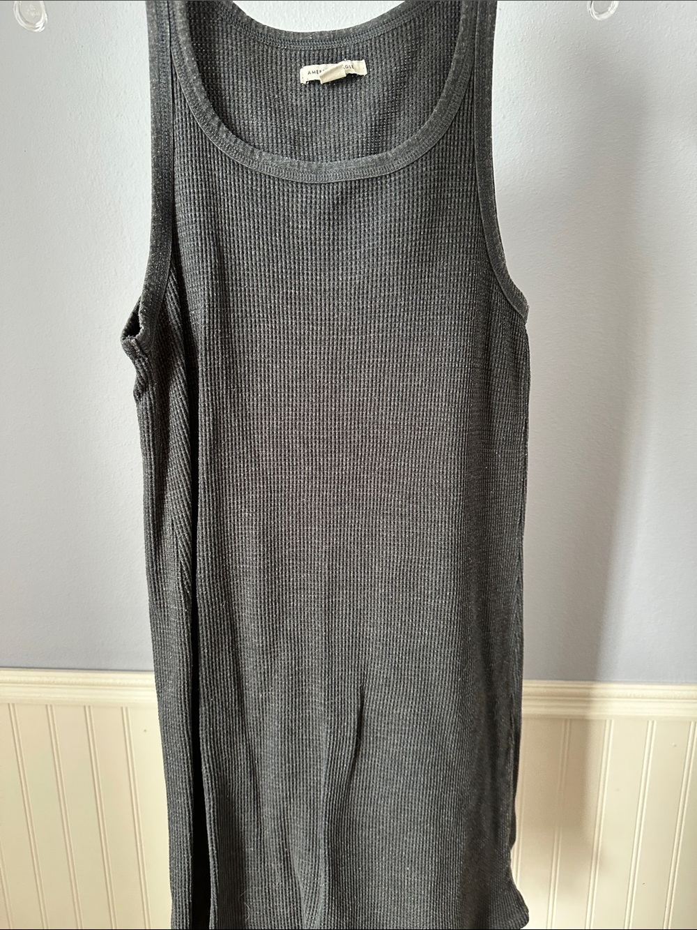 American Eagle Outfitters Charcoal Ribbed Tank Mini Dress